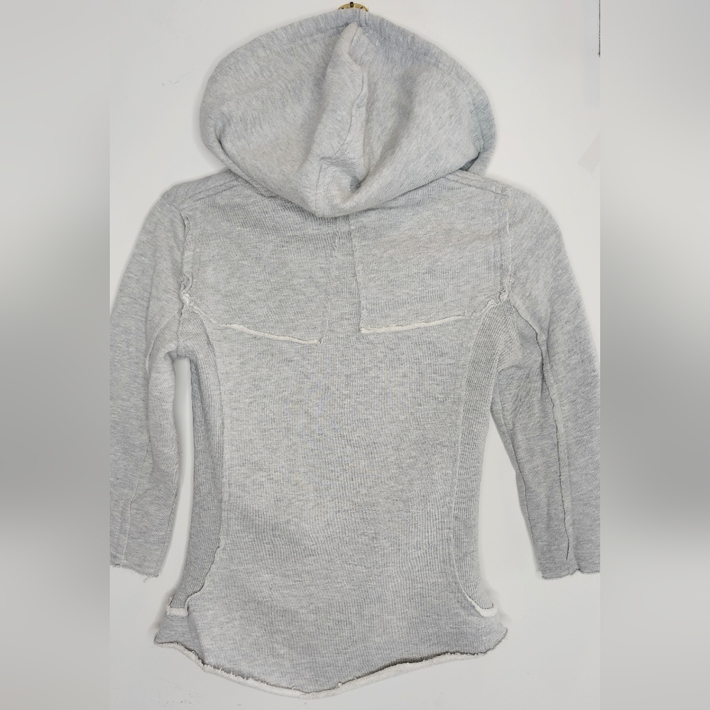 Free People Gray Ribbed Cotton Hoodie Jacket - Picture 3 of 7
